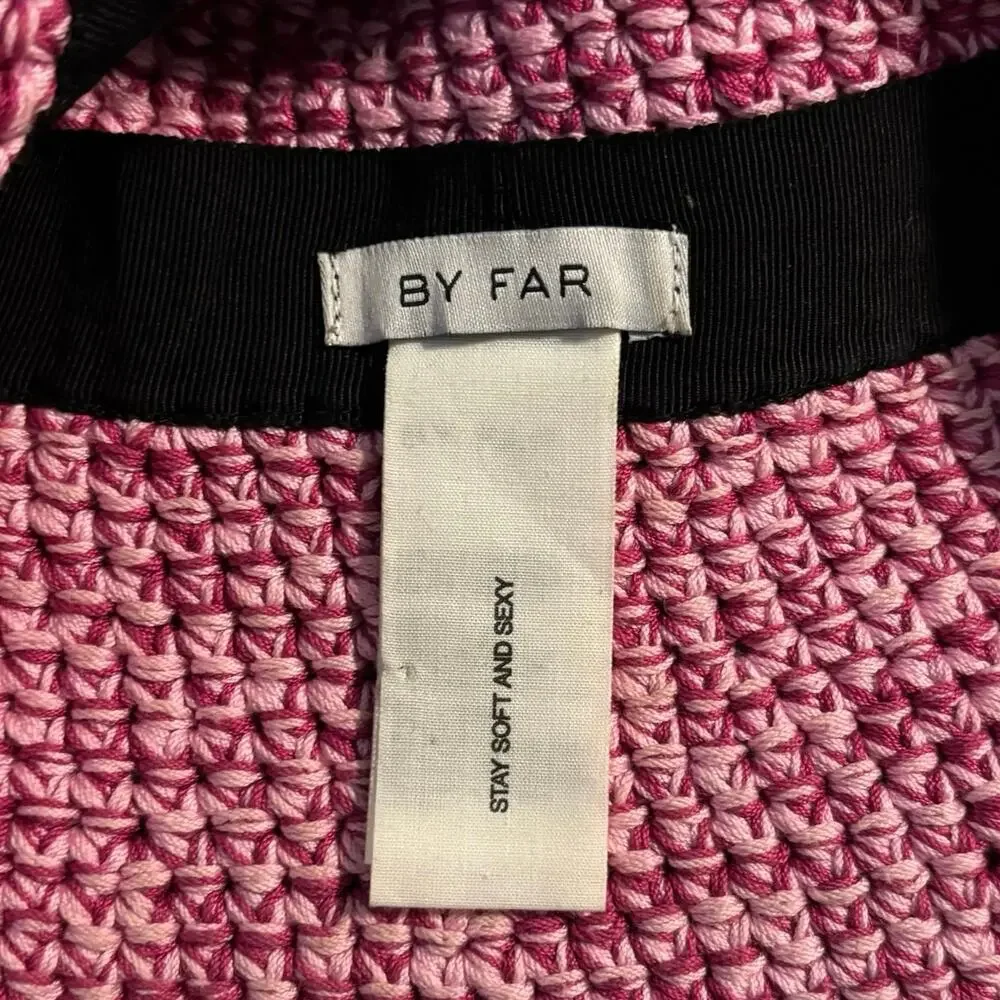 By Far Robbie Bucket Hat Pink Lipstick Cotton Melange One Size